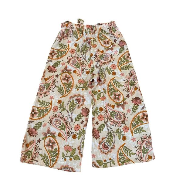Harve Benard elastic waist wide leg cropped paisley pants size L - Picture 2 of 7